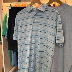 Peter Millar Light Blue Striped Polo Shirt